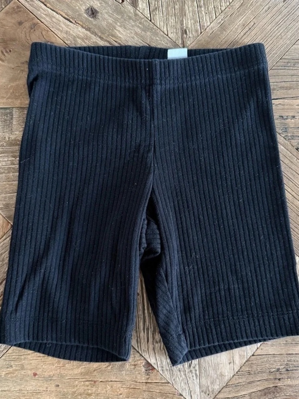 Kids Black Ribbed Bike Shorts